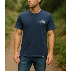 The North Face Mens T-Shirt S Navy Blue Short Sleeve Logo Tee Cotton Casual